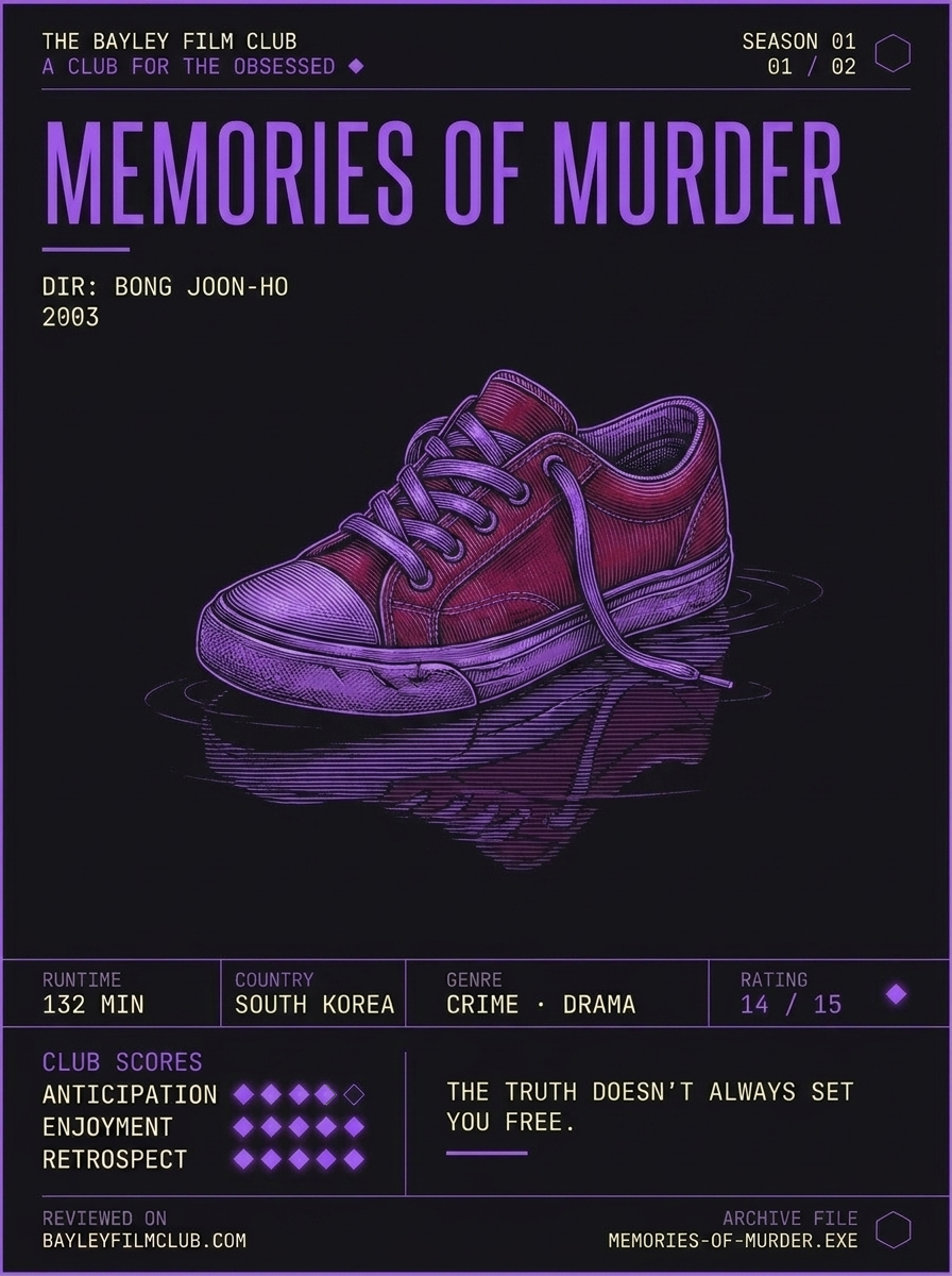 Memories of Murder (2003), directed by Bong Joon-ho — Bayley Film Club poster