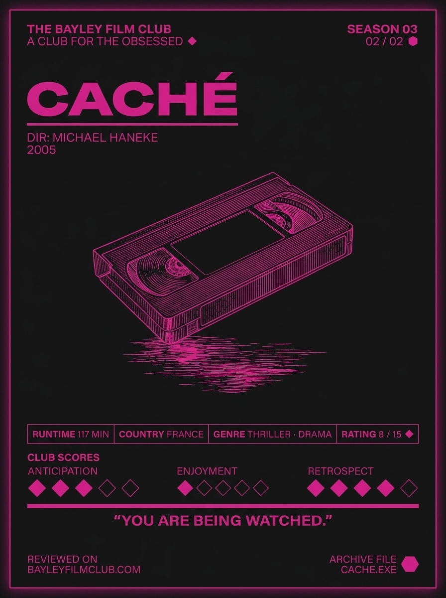 Caché (2005), directed by Michael Haneke — Bayley Film Club poster