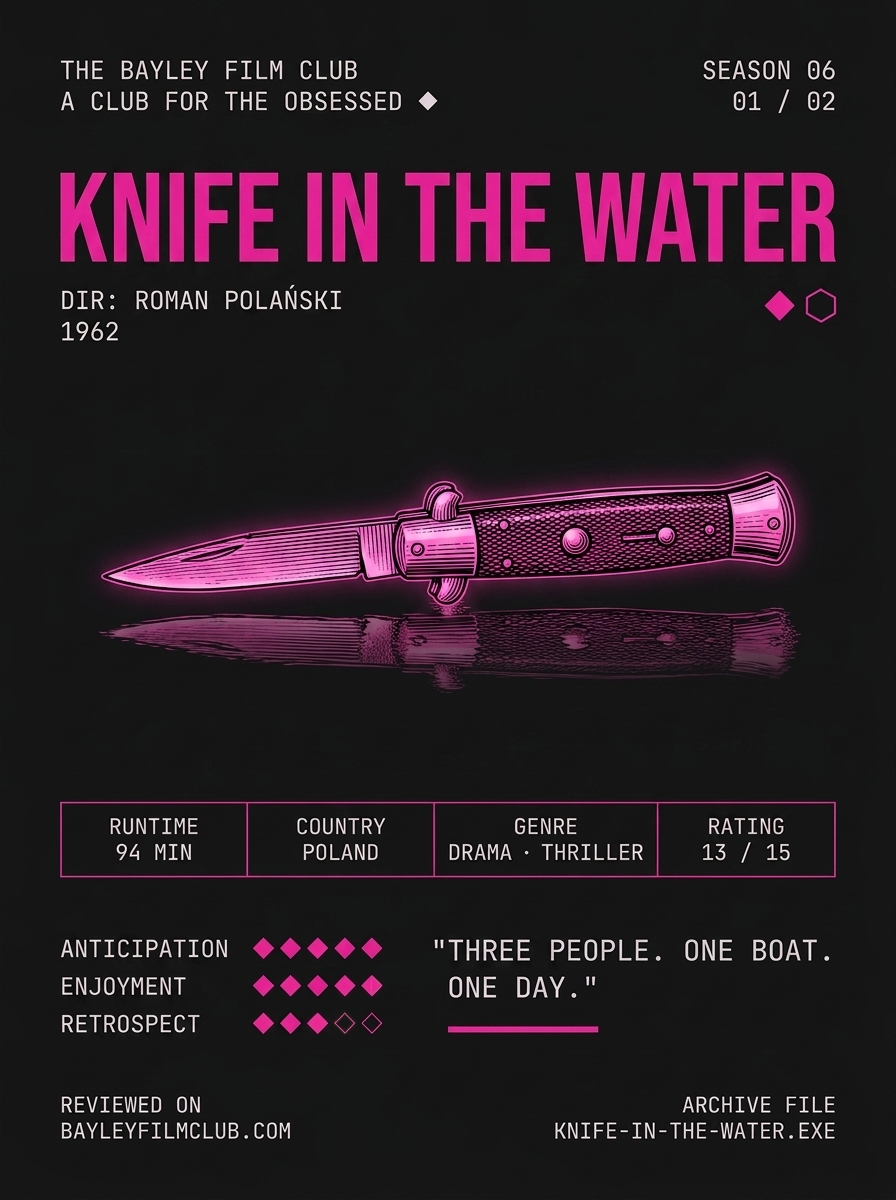 Knife in the Water (1962), directed by Roman Polański — Bayley Film Club poster