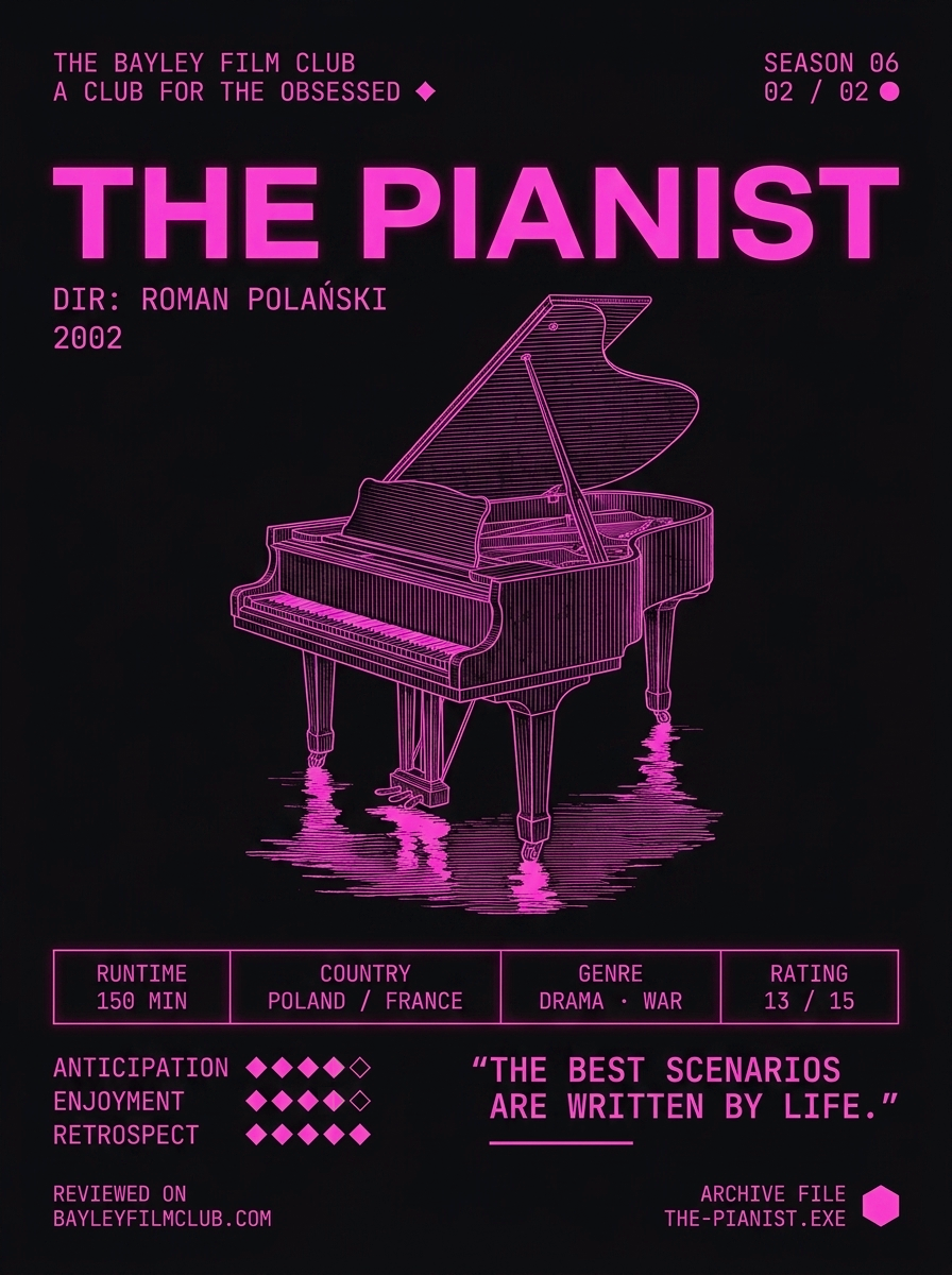 The Pianist (2002), directed by Roman Polański — Bayley Film Club poster